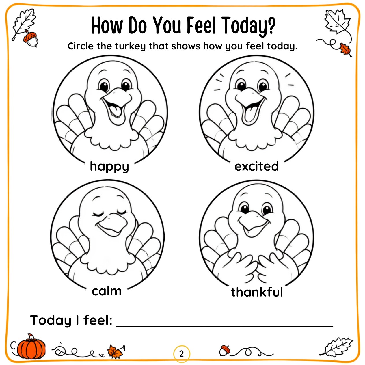 Free printable Thanksgiving activity page 46 — print and color
