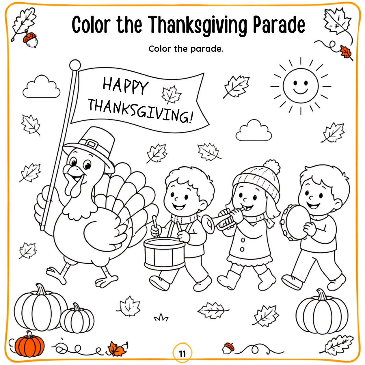 Free printable Thanksgiving activity page 36 — print and color