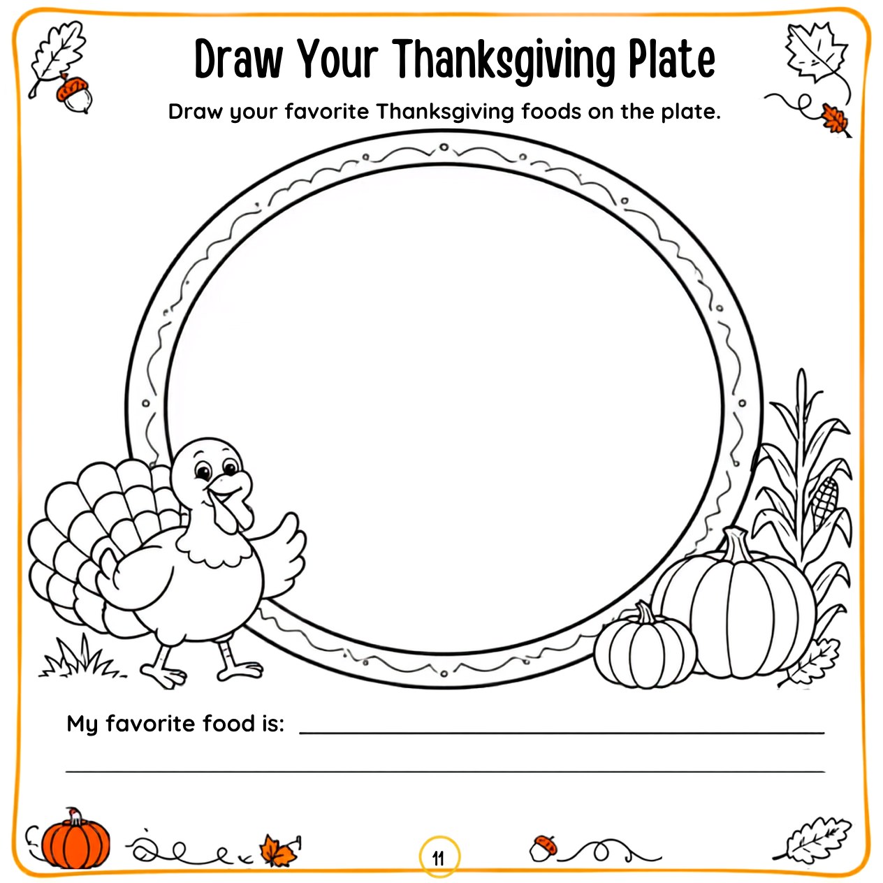 Free printable Thanksgiving activity page 41 — print and color