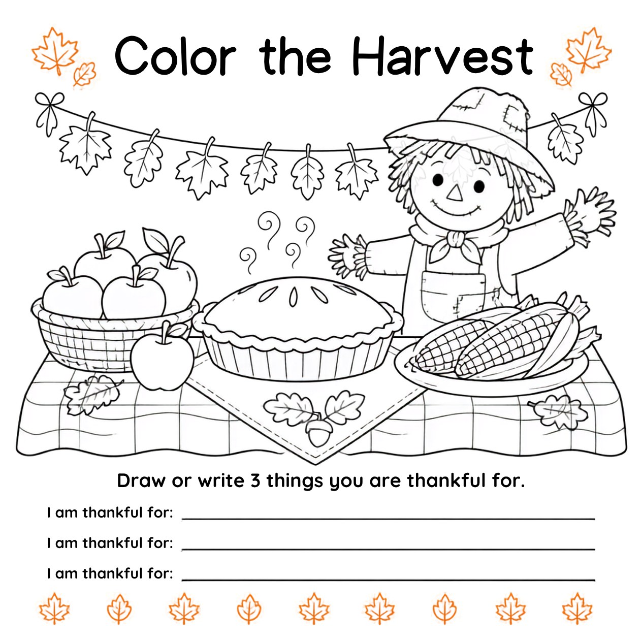 Free printable Thanksgiving activity page 2 — print and color
