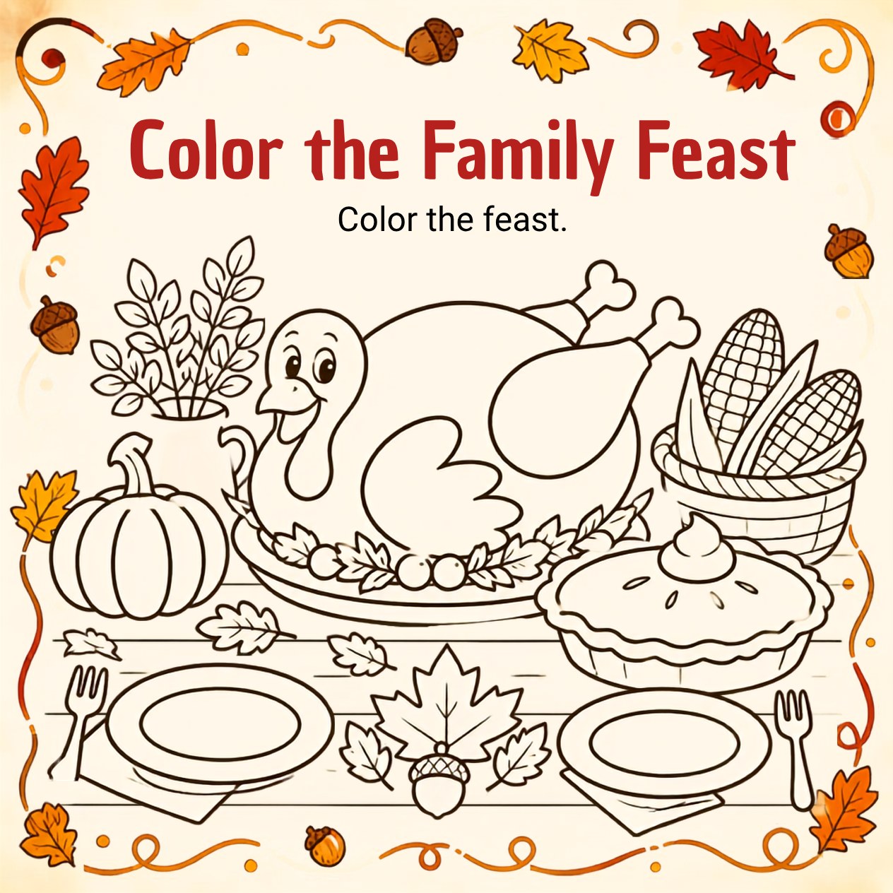 Free printable Thanksgiving activity page 16 — print and color