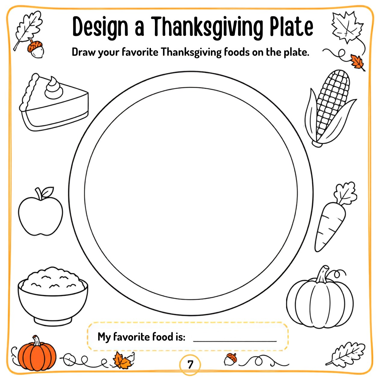 Free printable Thanksgiving activity page 17 — print and color