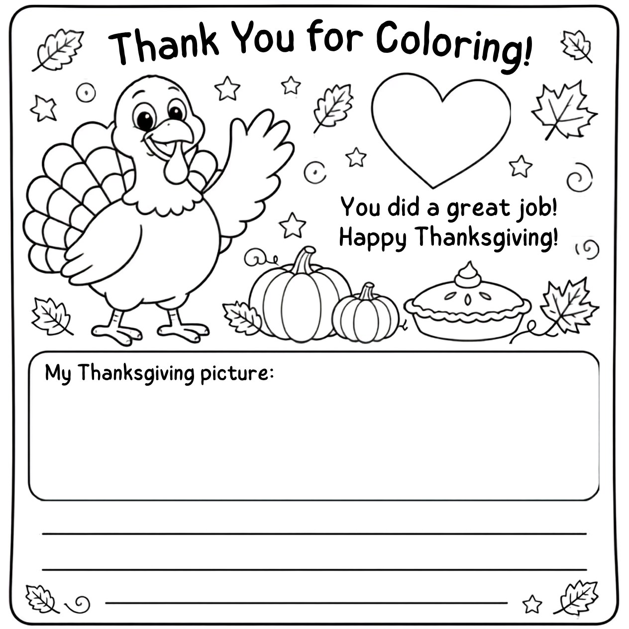 Free printable Thanksgiving activity page 60 — print and color