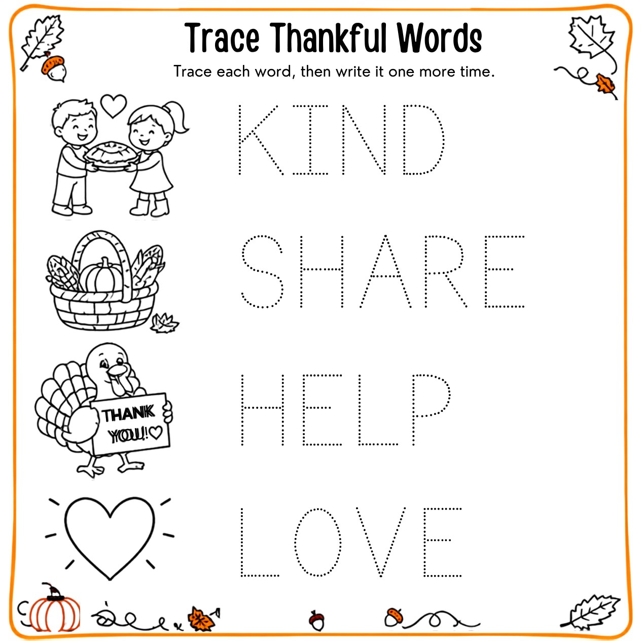 Free printable Thanksgiving activity page 58 — print and color