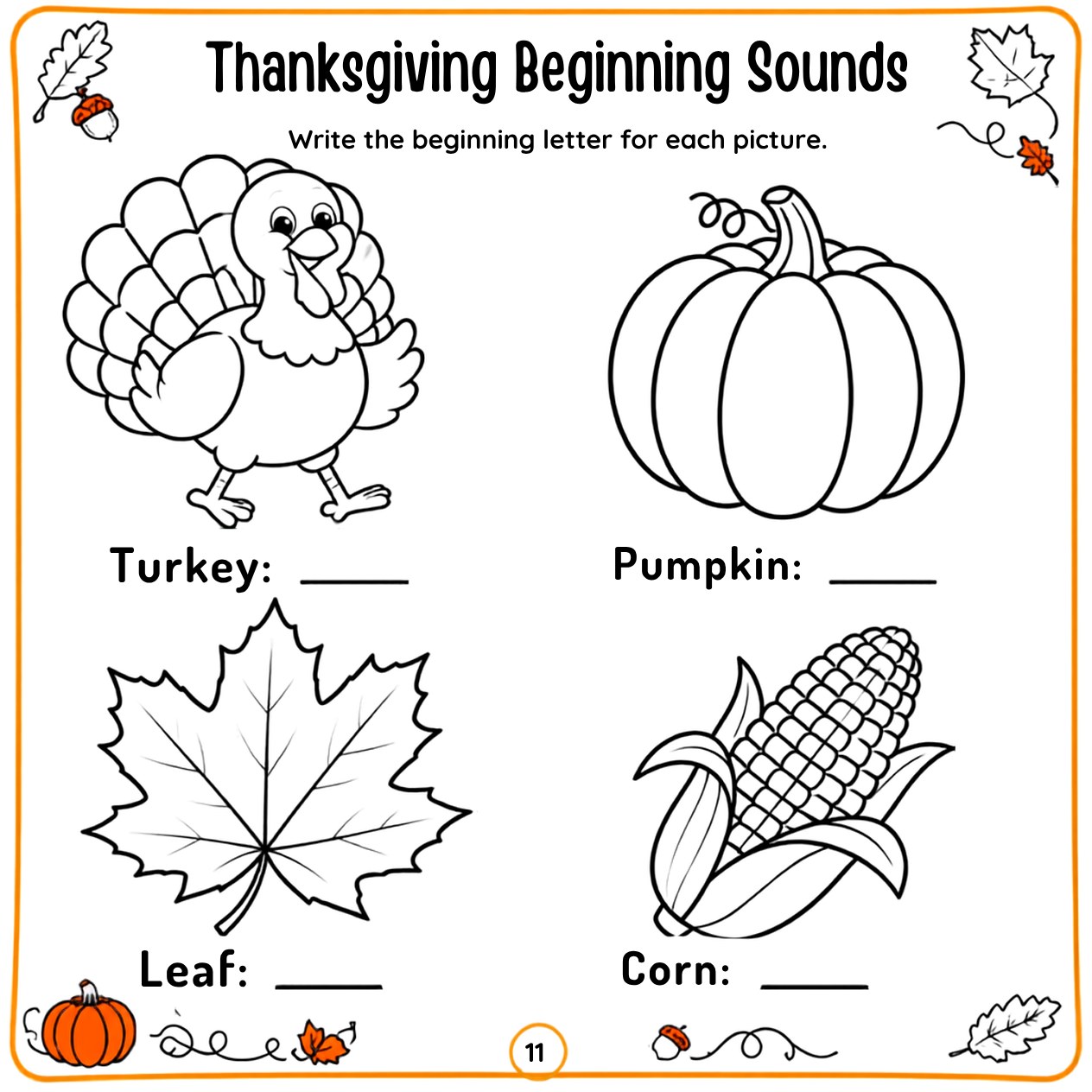 Free printable Thanksgiving activity page 40 — print and color