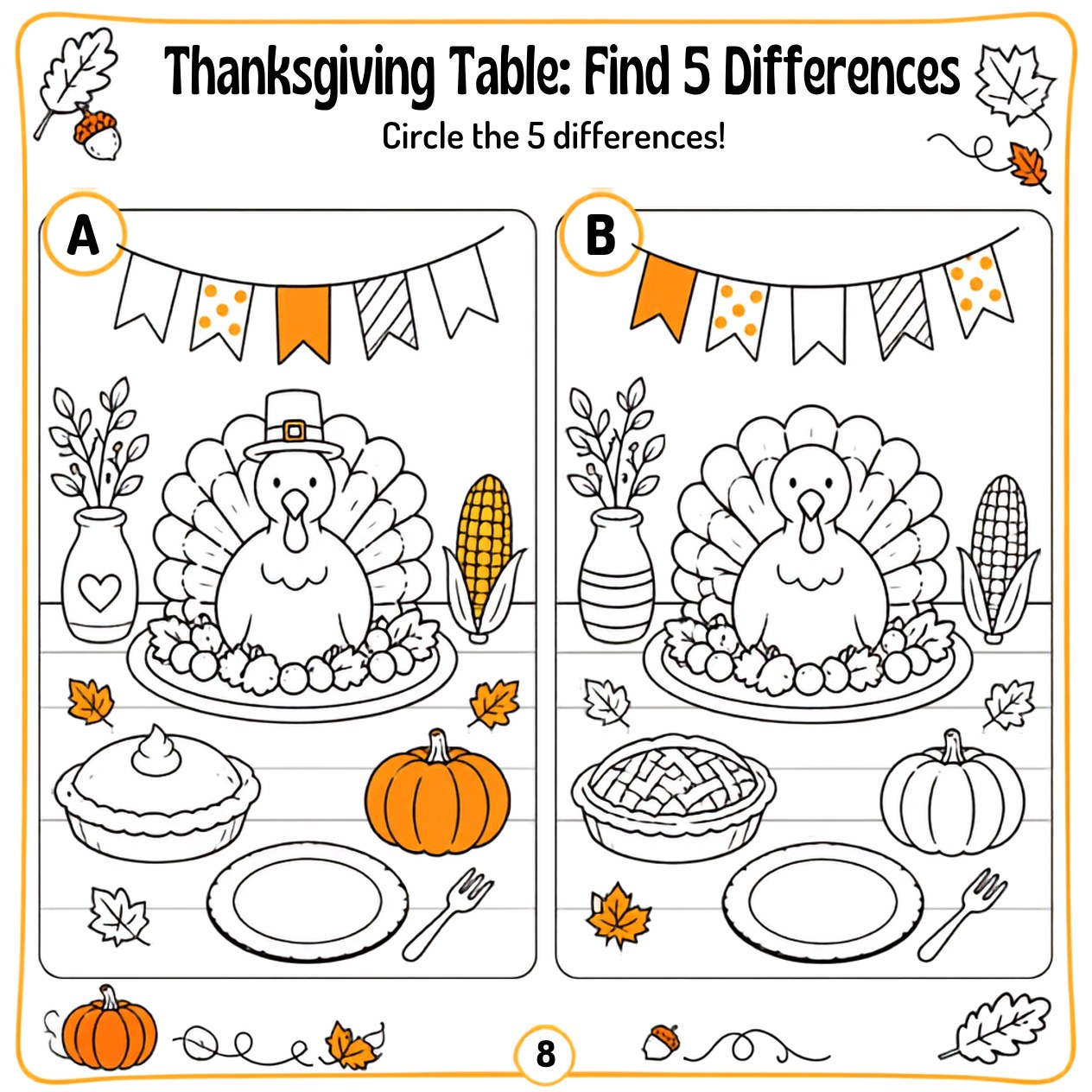 Free printable Thanksgiving activity page 22 — print and color