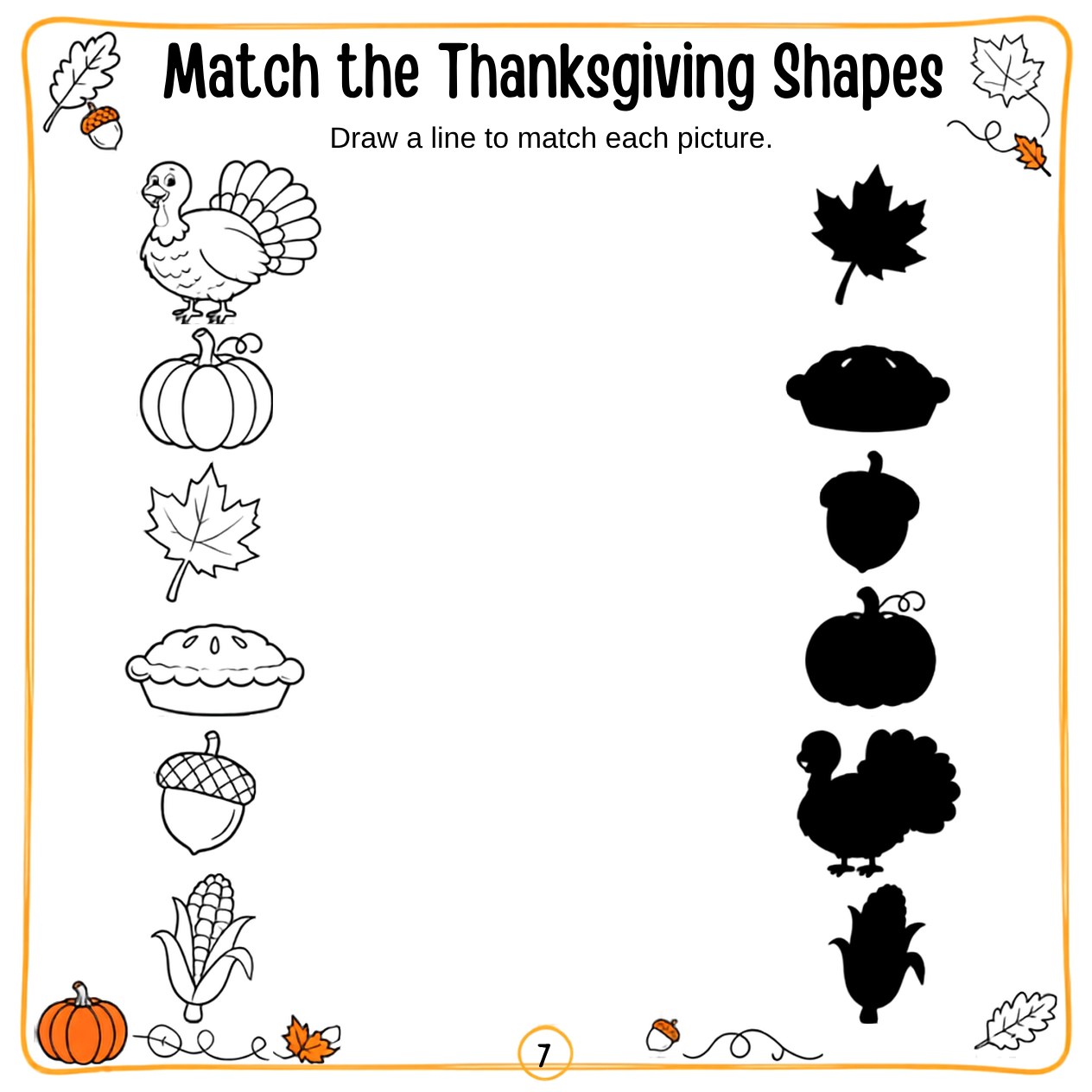 Free printable Thanksgiving activity page 8 — print and color