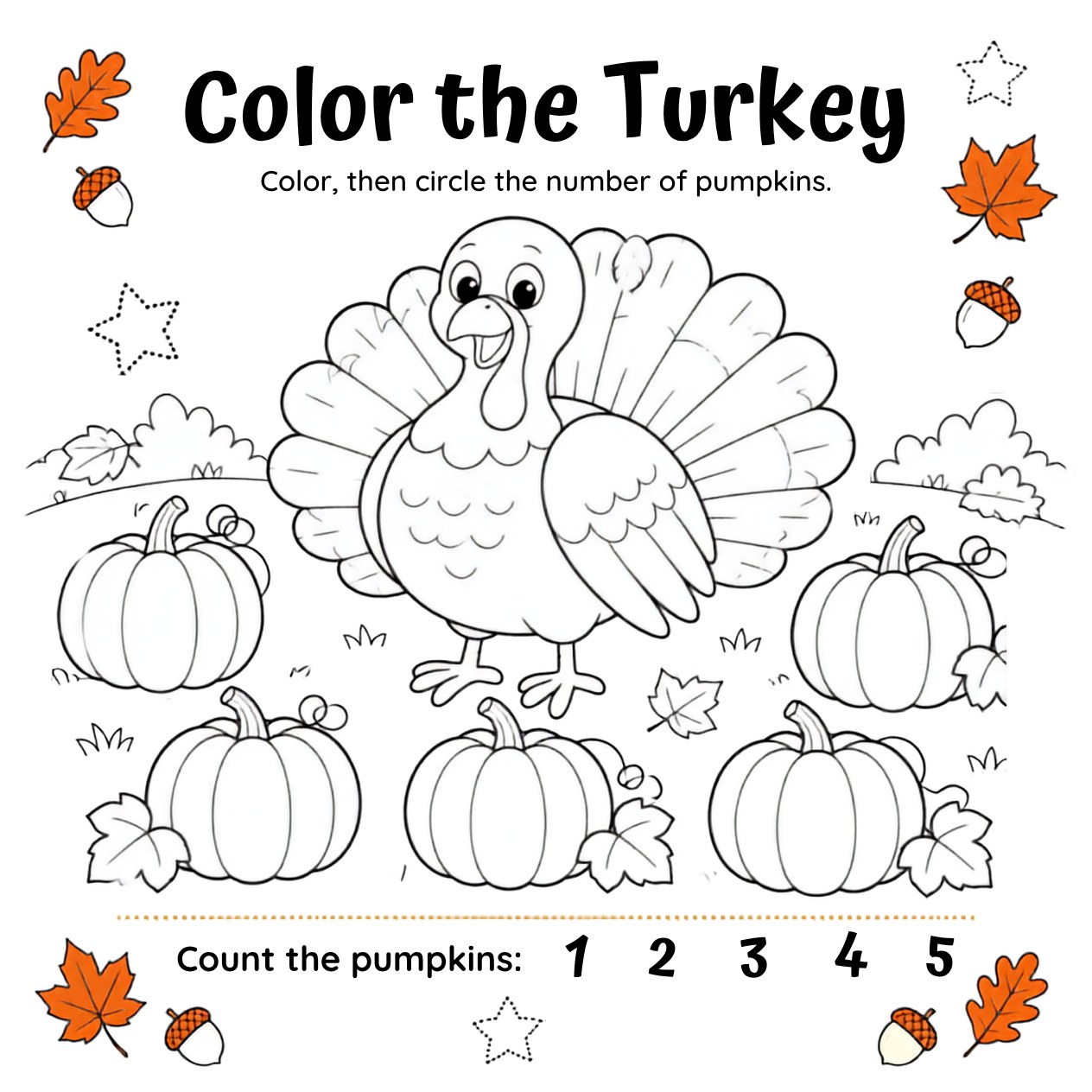 Free printable Thanksgiving activity page 1 — print and color