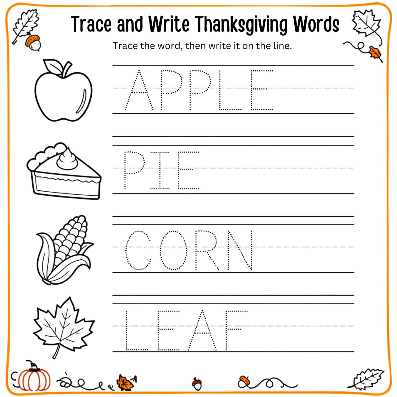 Free printable Thanksgiving activity page 57 — print and color