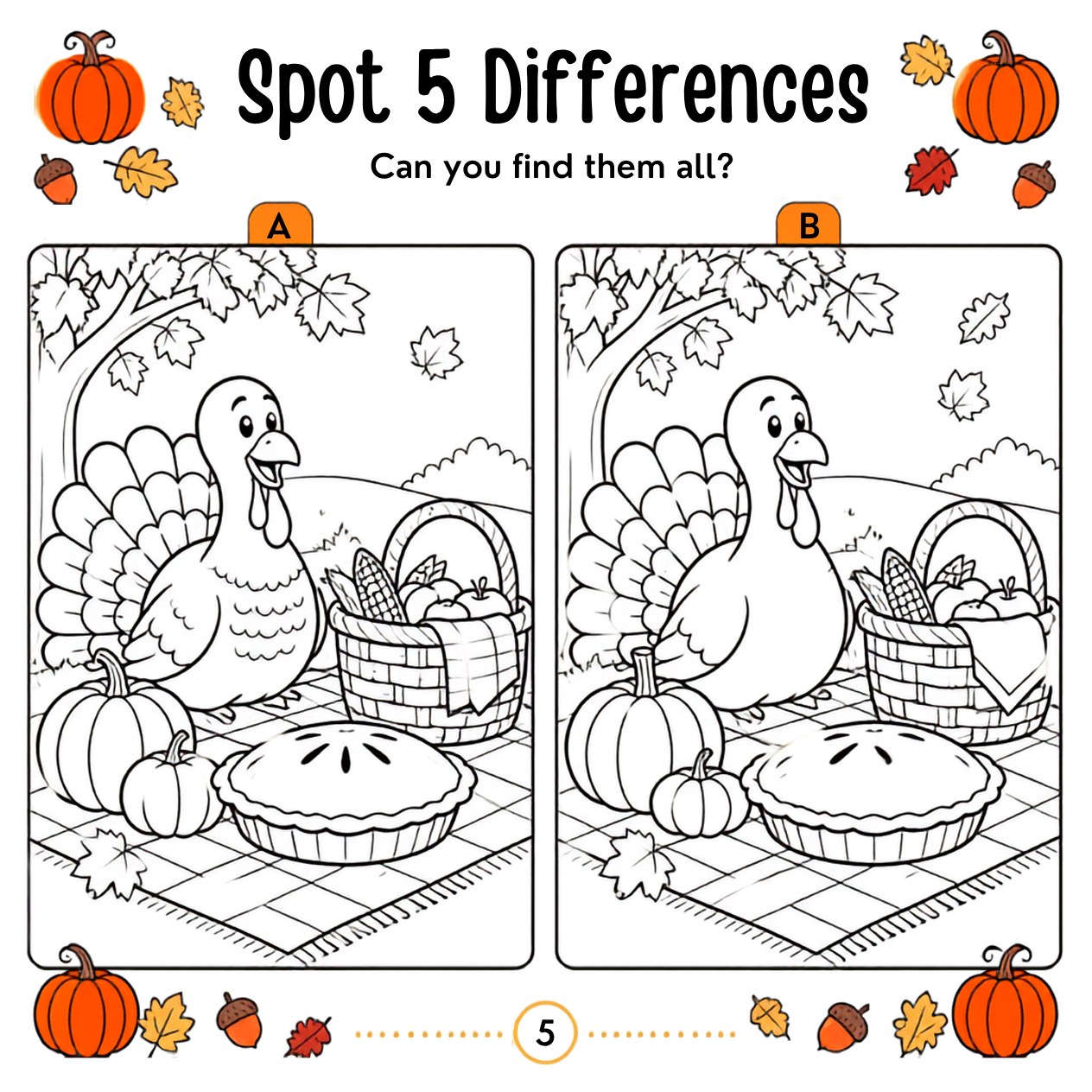 Free printable Thanksgiving activity page 4 — print and color