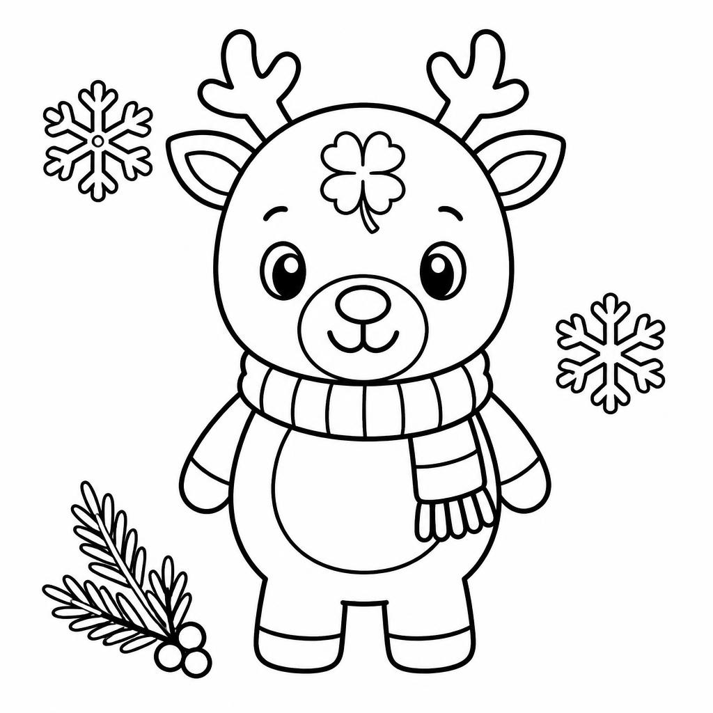 Printable coloring page of Clover, The littlest reindeer of Timblemoon