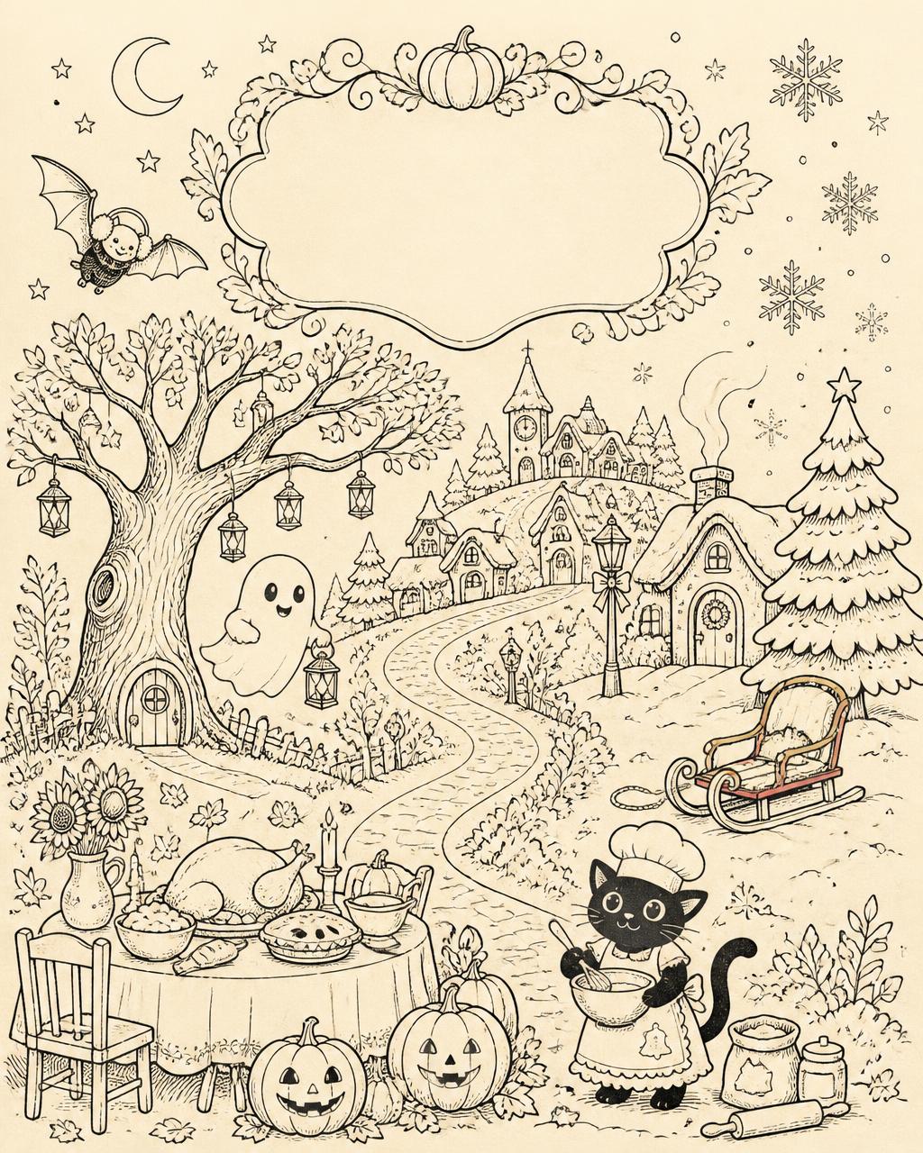 Cover of Timblemoon Coloring: Halloween, Thanksgiving & Christmas
