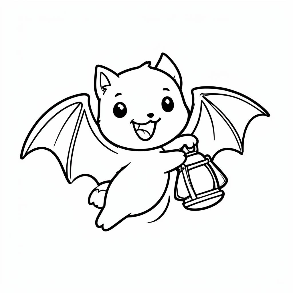 Printable coloring page of Pip, The little bat with the big light of Timblemoon