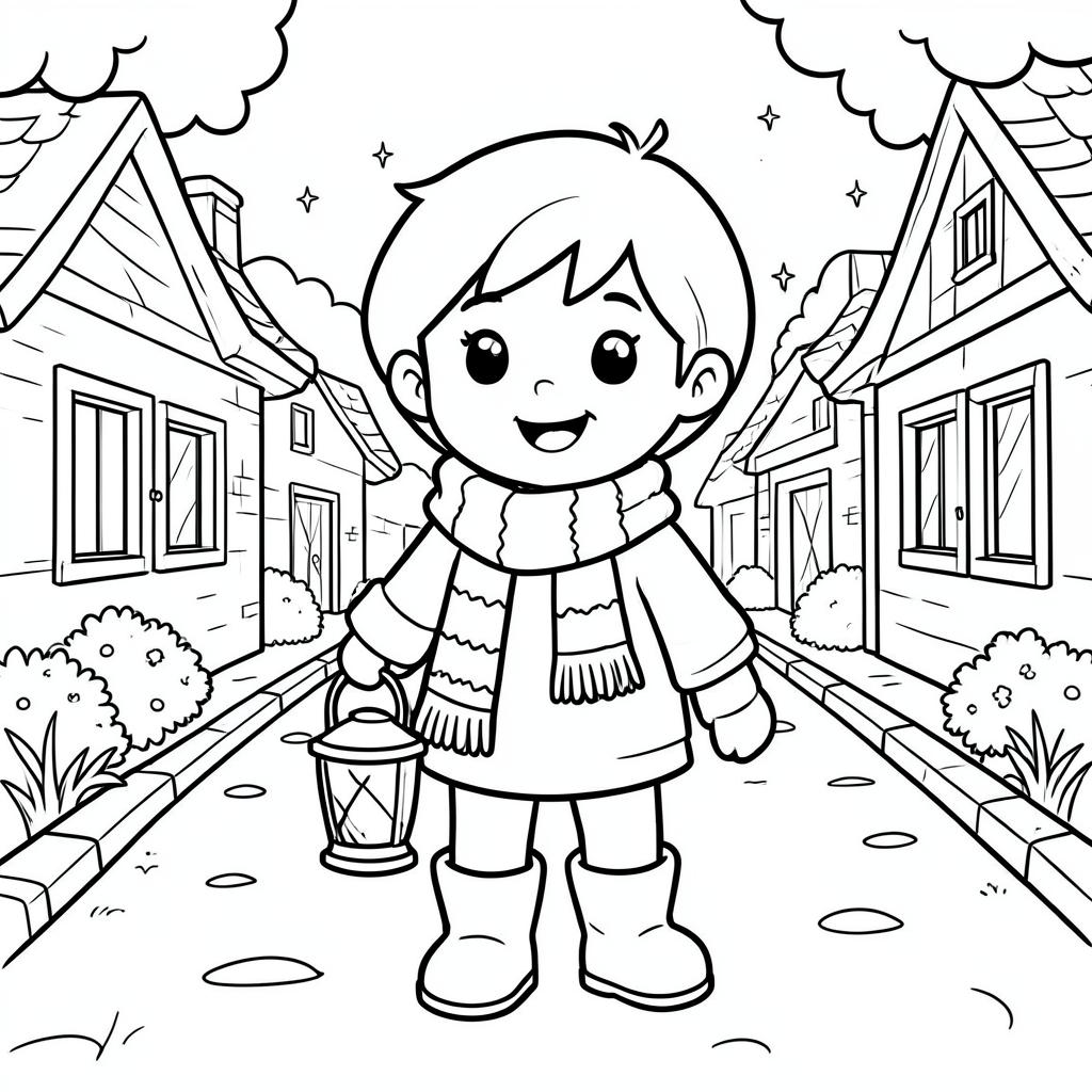 Printable coloring page of Plum, Lantern-keeper of the lane of Timblemoon